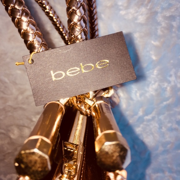 👜🌹🤩bebe Metallic Natalia Rose Pink Handbag $129 - Picture 6 of 8